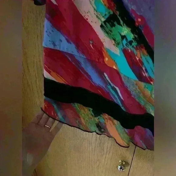 Nygard Asymmetrical Multicolor Tunic Mesh 3/4 sleeve Tunic S - Picture 5 of 8